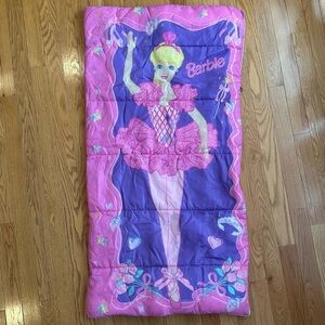 Vintage 1996 Mattel Ballerina Barbie Sleeping Bag Slumber Party Camping Dancer